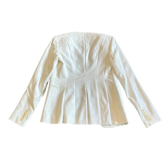 Theory Open-Front Blazer White Long Sleeve Pockets Classic Size 00 Women's - Picture 5 of 9